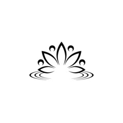 Lotus on water icon for web design isolated on white background