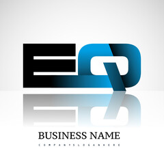 Initial letter EQ uppercase modern and simple logo linked blue and black colored, isolated in white background. Vector design for company identity.