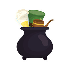 beer hat and pipe inside saint patricks day pot vector design