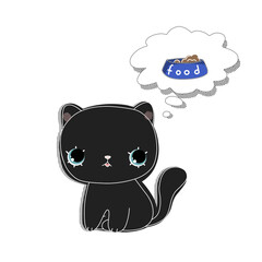 hungry cute cat thinking about food