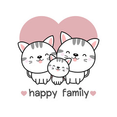 Obraz na płótnie Canvas Cat Family Father Mother and baby. Vector illustration. 