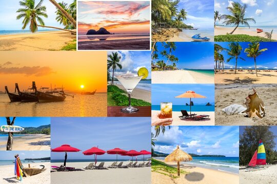 Collage of tropical beach photos