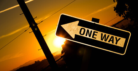 One Way sign against LA's Sunset
