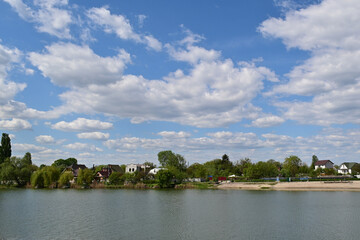 Little village on lake shore.