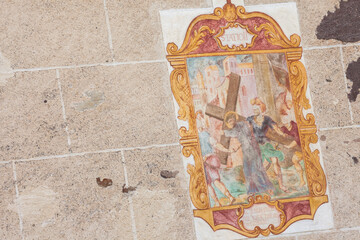 Fresco from the St.Magdalena little church in Val di Funes representing a moment on the Way of the cross.