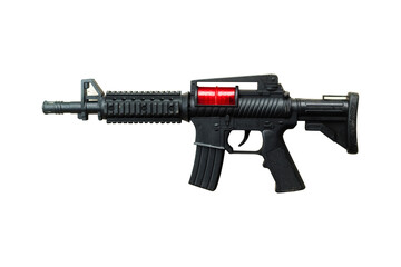 Plastic toy machine gun isolated on white