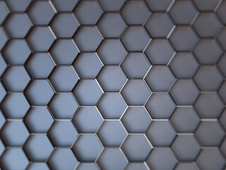 3D background with geometric ornament. Hexagons pattern