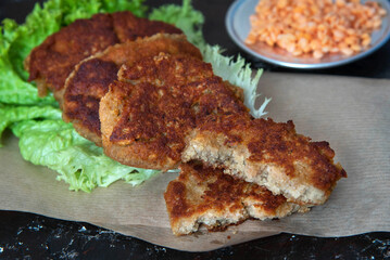 Vegan homemade burgers from lentils. Vegetarian lentil cutlets