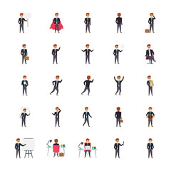 Fototapeta na wymiar Managers In Different Poses And Emotions 25 Illustrations