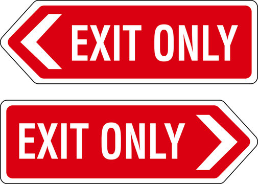exit only no entrance no entry red notice sign board illustration