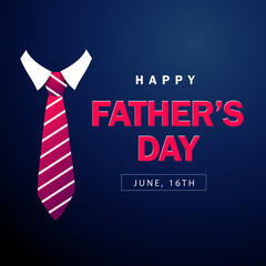 "Happy Father’s Day" Poster template with tie . Vector illustration.