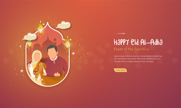 Eid al-Adha mubarak celebrations with sacrificing goats