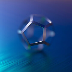 Abstract futuristic 3d rendering with pentagonals  sphere. Contemporary sci-fi background with bokeh effect.