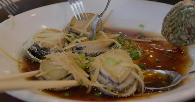 Steamed abalone in the chinese restaurant