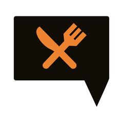 Fototapeta premium speech bubble with fork and knife delivery service silhouette style