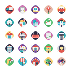 Obraz premium Set of Real Estate Flat Icons 