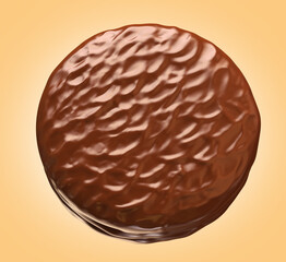 Choco pie chocolate biscuits with marshmallow isolated background. 3d illustration