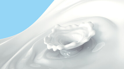 Fototapeta na wymiar milk splash and ripples background. 3d illustration