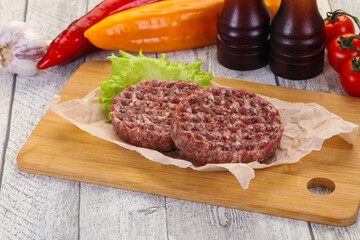 Raw burger cutlet