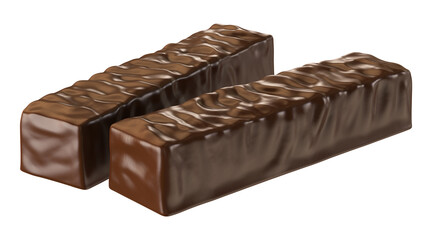 Dark chocolate coated on Crispy wafer, Design for Packaging Concept, with Clipping path 3d illustration.