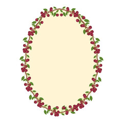 Vector frame frame with cherry ornament with berries and leaves.