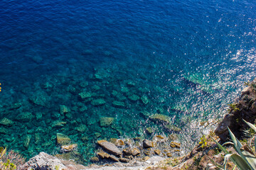 View of Mediterranean Sea on a Sunny Day, Cinque Terre, Italy