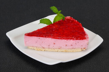 Soft Raspberry cheesecake served mint