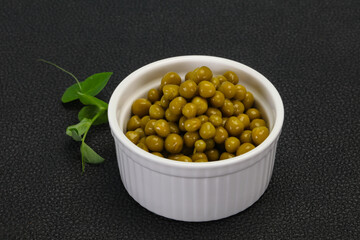Canned Green peas in the bowl