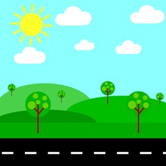 Vector illustration of natural scenery with cartoon style.