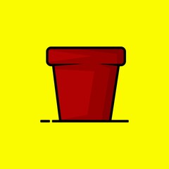 Vector pot with cartoon style. Vector illustration of a pot with a yellow background.
