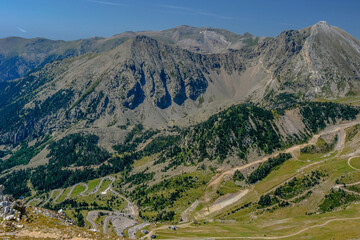 Naklejka premium Two peaks in the mountains (Gra de Fajol, Catalan Pyrenees, Spain, Catalonia, Ulldeter)