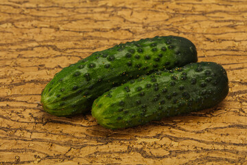 Ripe fresh green two cucumbers