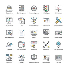 Search Engine and Optimization Innovative Icons