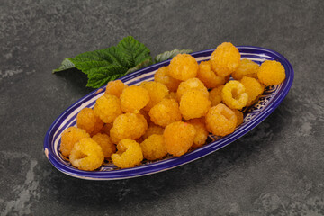 Sweet ripe tasty yellow raspberry