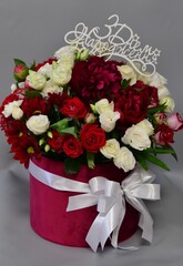 
wooden boxes with fresh flowers