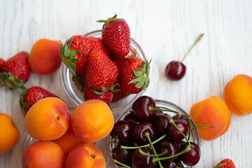 fresh fruit on a white table
