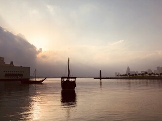 sunset over the river