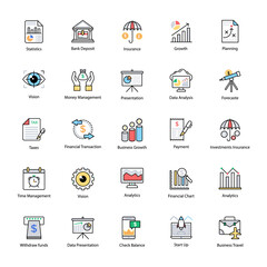 Colored line Icon of Business and Finance