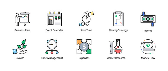 Colored line Icon of Business and Finance