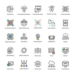 Set of Data Science Flat Vector Icons