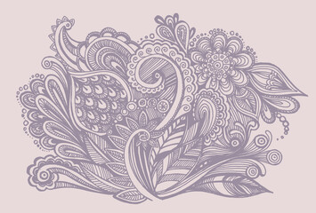 Hand draw seamless floral ornament background doodling for textil, wedding