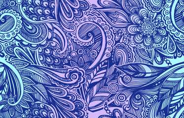 Hand draw seamless floral ornament background doodling for textil, wedding