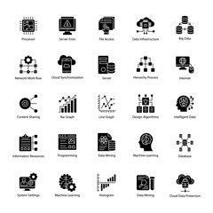 Data Science glyph Vectors Set