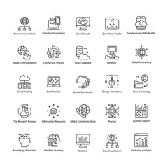 Collection of Data Science Line Vector Icons