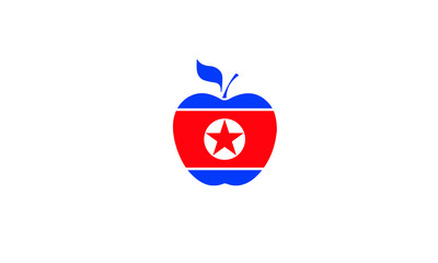 North Korea apple flag national symbol vector illustration