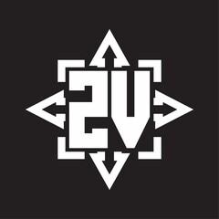 ZV Logo monogram with rounded arrows shape design template