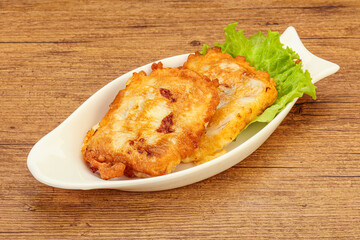 Roasted cod fish in bread