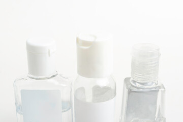 Three Pocket-Size Transparent Hand Sanitizer Dispenser Plastic Bottles