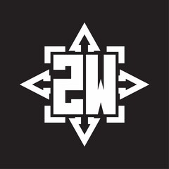 ZW Logo monogram with rounded arrows shape design template