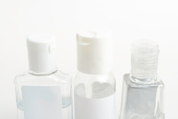 Three Pocket-Size Transparent Hand Sanitizer Dispenser Plastic Bottles